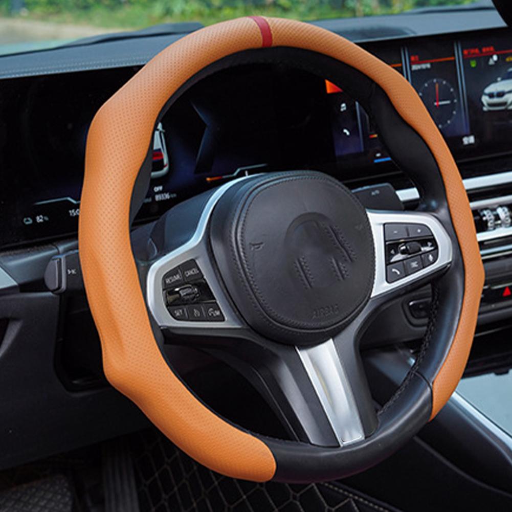 Universal Car Nappa Leather Steering Wheel Cover Breathable Shaping Cover 5D Premium Car 2026 Plastic Car Handle 5D Suede S H1N0