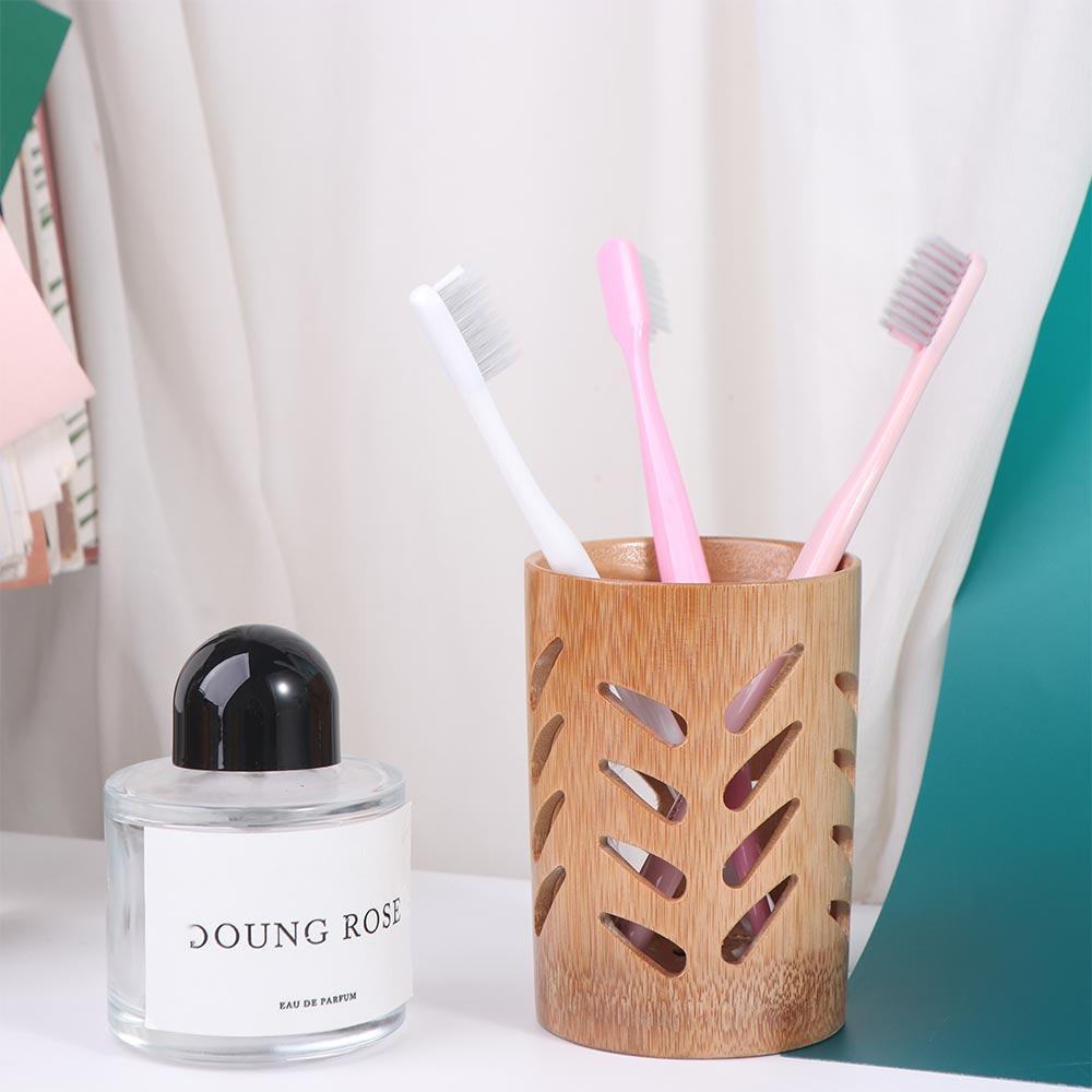 Wood Bamboo With Drainage Kid's Room For Home Bathroom Toothbrush Cup Toothbrush Holder Storage Cup