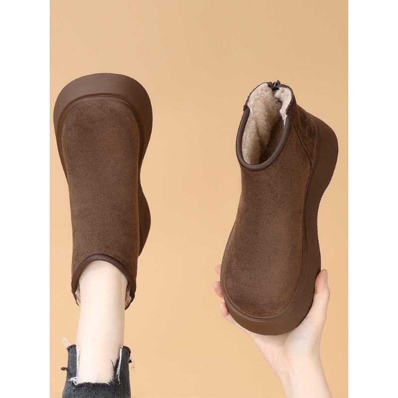 Snow Boots, Women's Thick-soled Height-increasing Fleece Warm Shoes, Short Boots