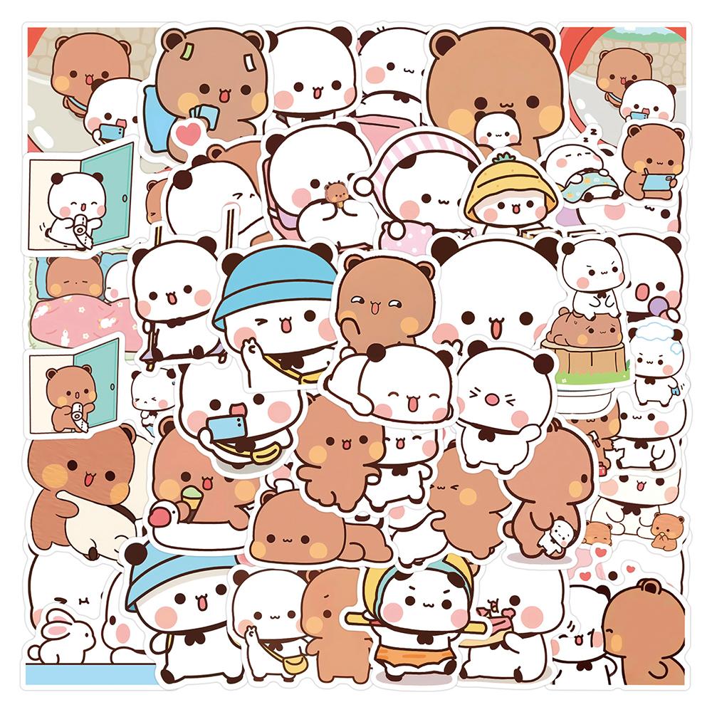 10/30/50/100pcs Kawaii Cartoon Bubu and Dudu Stickers Cute Bear Couple Decal DIY Laptop Motorcycle Phone Case Waterproof Sticker