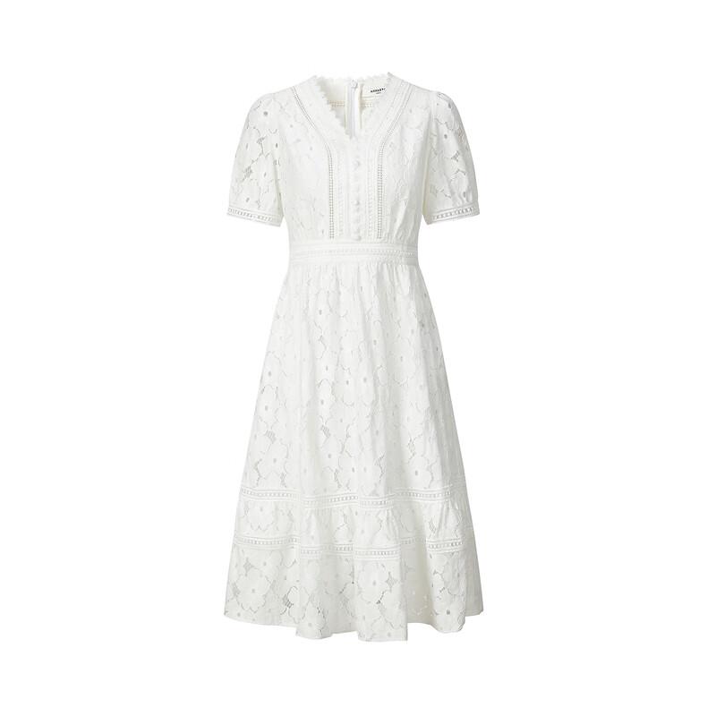 

Jiu Zi Anna Kou Romantic French Style V-neck Lace Dress L