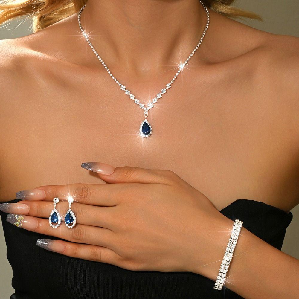 Rhinestone Women's Jewelry Set Droplet Necklace Wedding Banquet Gift Anniversary Gift