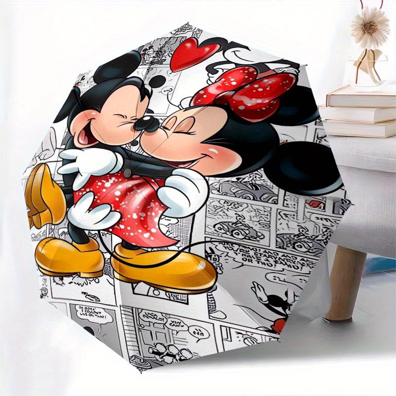 Mickey Mouse, Minnie Mouse Automatische Open- en Sluitparaplu 8 Spaken Winddicht Draagbare Opvouwbare Paraplu, Geschikt voor Casual en Zakelijke Uitjes