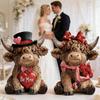Mini Cow Figurines Valentine's Day Romantic Calf Decorations 2 Piece Animal Statues For Home Decor For Him Her Wedding Farmhouse