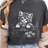 Comfort Colors Cute Kitten Tee, Retro Cat Lover Shirt, Floral Kitty T-Shirt, Cottagecore Cat Tee, Retro Farmhouse Cat Shirt, Cat Moms Shirt