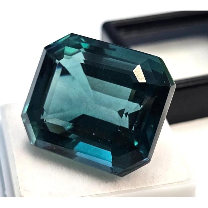 Natural Teal Blue Tourmaline 38+ Ct Emerald Cut Certified Fabulous Gemstone