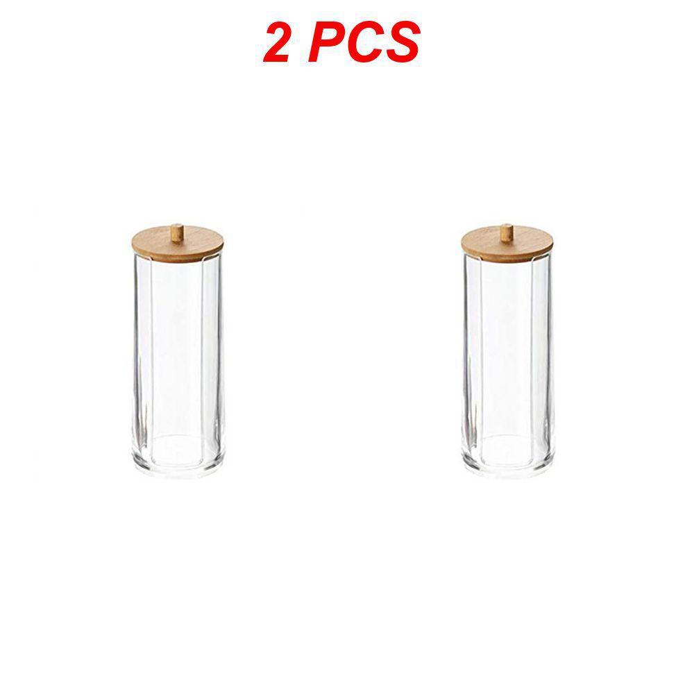 1/2 buc. Organizator de machiaj acrilic Cutie de depozitare pentru tampon de bumbac pentru tampoane de bumbac Tijă Organizator de bijuterii pentru cosmetice cu capac din bambus