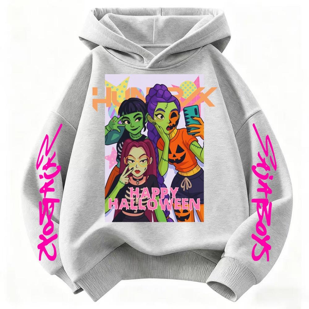 Celebrate 2025 Halloween In K-POP Style: Demon Hunters Cartoon Hoodies for Kids. Super Soft & Cozy, for Both Boys and Girls!