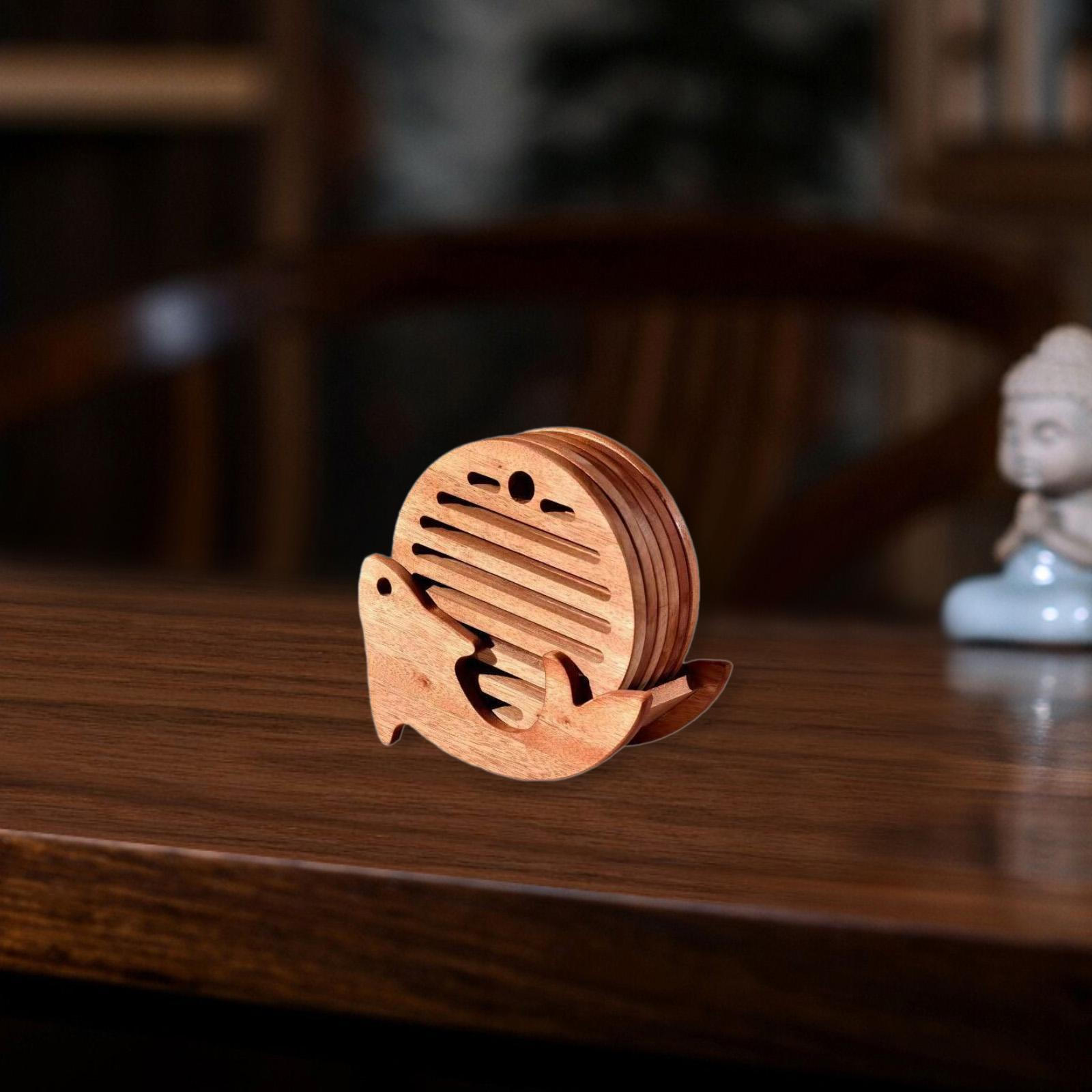 

Набор деревянных подставок под стаканы с рыбным дизайном, включает 6 шт. подставок под напитки для офиса и мероприятий светло-коричневого