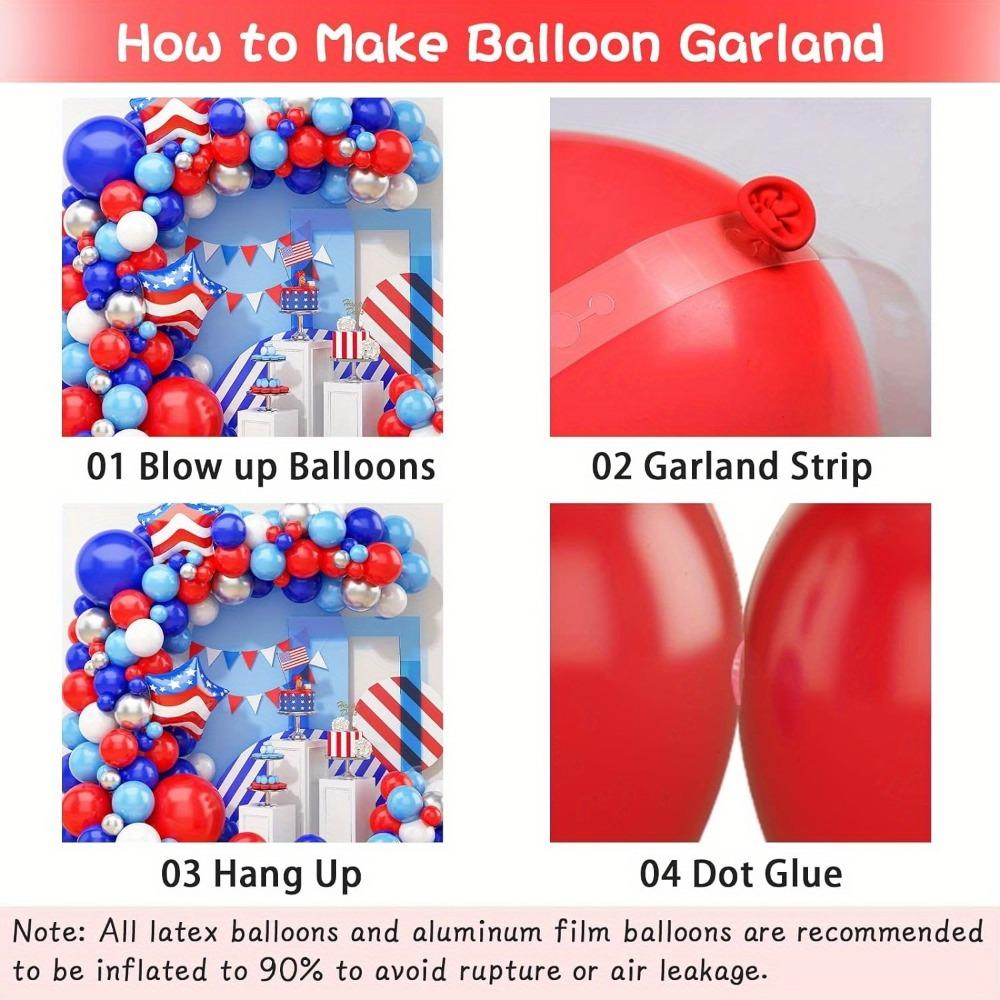 146PCS Independence Day Balloon Arch Set Blue, White, and Red Balloon Decoration for American Independence Day Patriotic Holiday