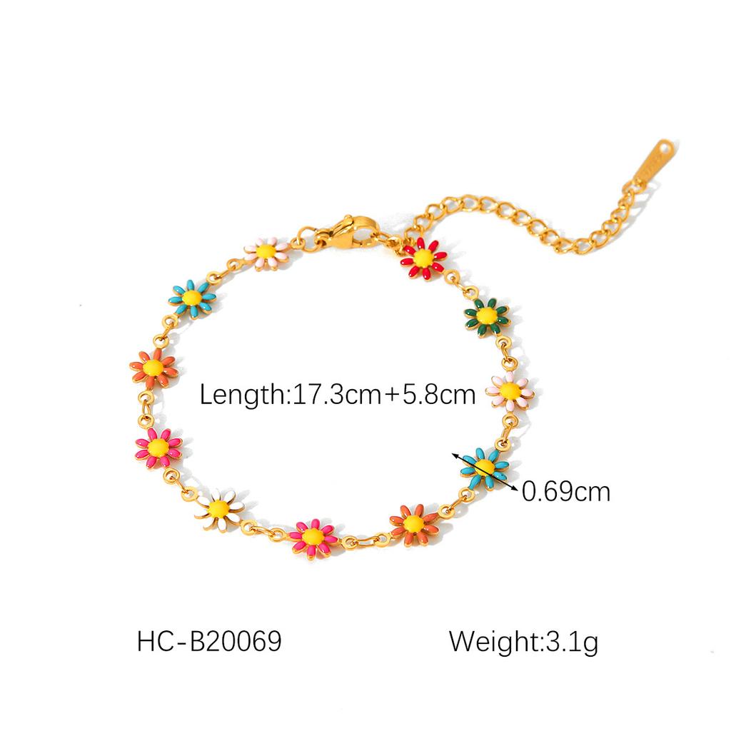 Titanium Steel Daisy Pendant Necklace For Women Simple Flower Jewelry Bracelet Set Long Lasting