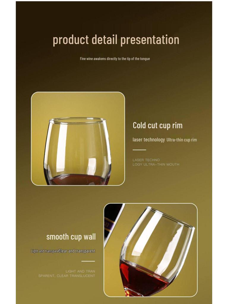 Set of 6 Tall Stem Red Wine Glasses - Elegant Light Luxury for Home Use, Champagne and Brandy Glasses, Creative Design