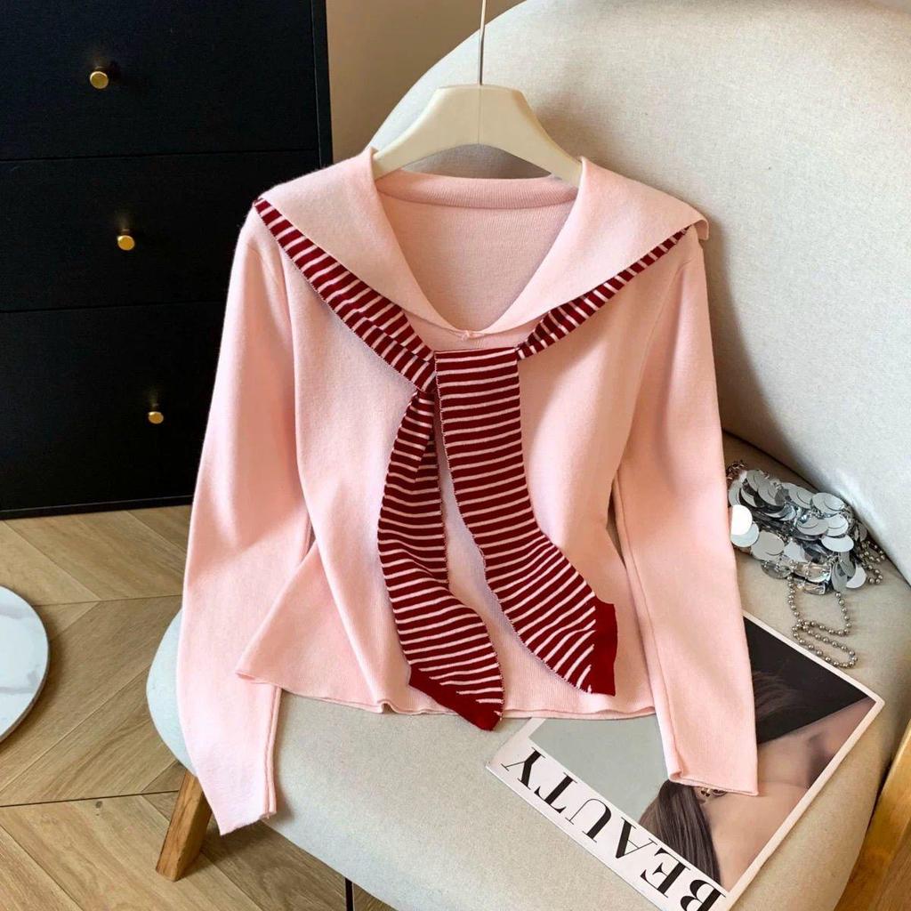 Women's Plus Size Velvet Striped Shawl Long Sleeve Top - Autumn/Winter 2025 Slimming Belly Coverage