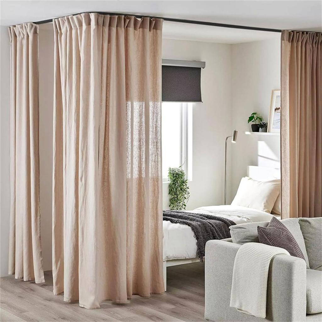 Multipurpose 5 Meter Ceiling Mount Curtain Rails Kits with Rollers Set for Privacy and Window Treatments Home and Office