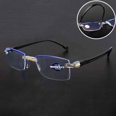 Ultraleichte randlose Lesebrille Damen Herren Business Anti-Blu-Ray Computer Lesebrille Alterssichtigkeit Leser 1.5 Damen