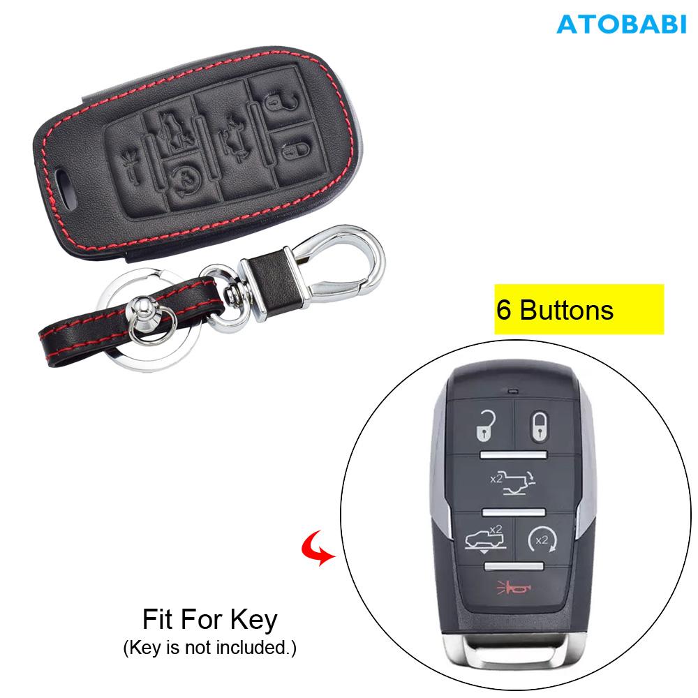 Leather Car Key Cover Smart Remote Control Fobs Shell Cases Auto Accessories For Dodge Ram 1500 Pickup
