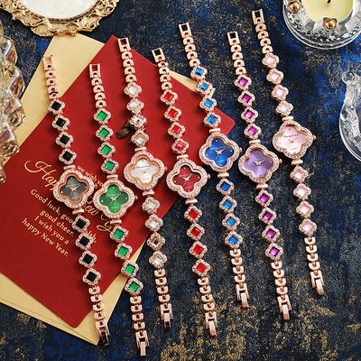 1PC Alloy Clover Fashion Decorative Bracelet Quartz Watch Emerald Ladies Watch Women's Watch