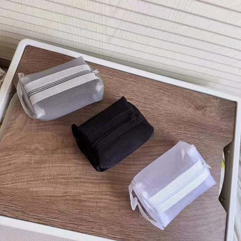 Mesh Storage Pouch Bag for Coin Earphone Cable Charger Cable,Small Zipper Makeup Cosmetics Organizer Bag for Lipstick Travel
