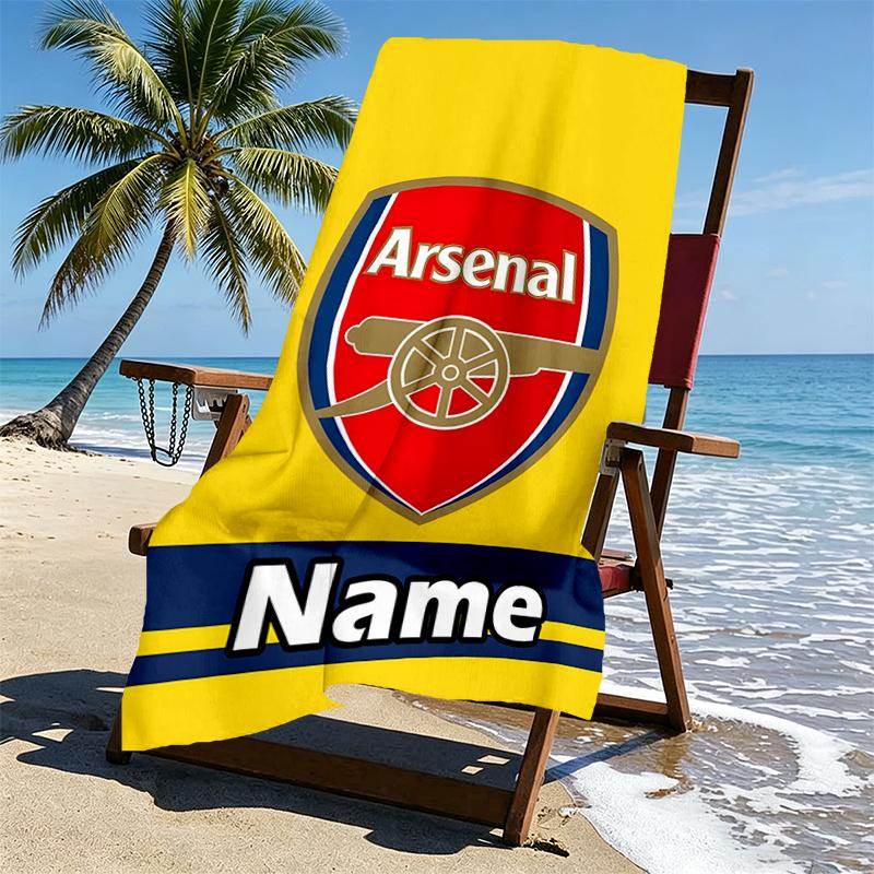 Custom Name Personalized football team Print Beach Towel, for Trip Camping Beach Party Home Decor, Birthday Gift for Family & Friends