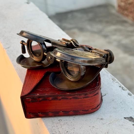 10,16 cm Mosiężna Lornetka Morska z Skórzanym Futerałem Okulary Operowe, Luneta R J Beck Londyn 1875 Prezent