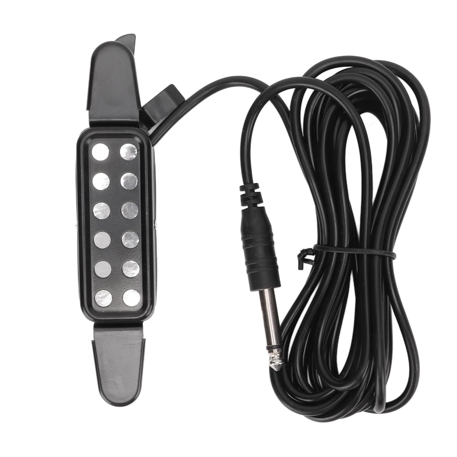 

Звукосниматель для гитары 12 звуковых отверстий Усилитель громкости Инструмент Аксессуар для акустической гитары Черный