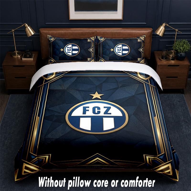 FC Zürich Design Bed Bedding Set 1 Duvet Cover + 2 Pillowcases Soft Breathable Household Bed Linens