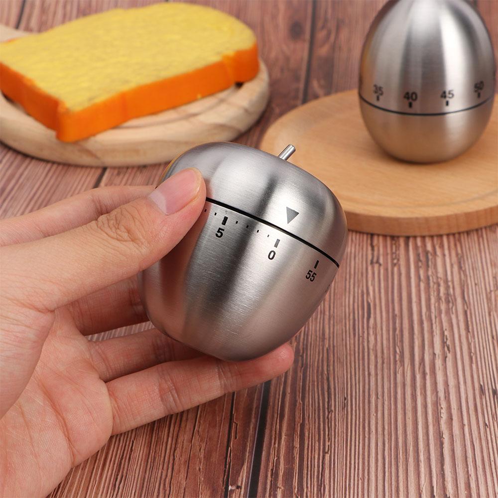 Cute Stainless Steel Egg Shaped Mechanical Visual Countdown Reminder Alarm Clock Kitchen Timer