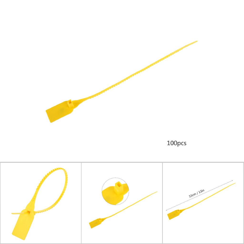 100Pcs Plastic Disposable Zip Ties Self Locking Tie Suitcase Shoes Bag Label Tag (Yellow)
