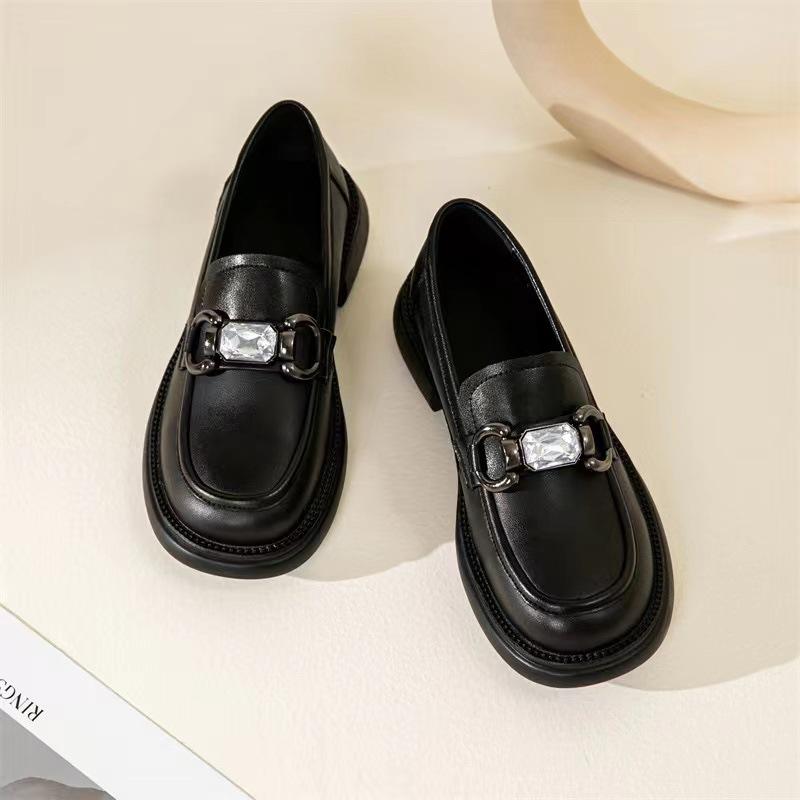 Primavera Nuovi Stile Britannico Scarpe Basse in Pelle Piccole Scarpe in Pelle Scarpe da Donna Mocassini Versatili Scarpe Basse Nere