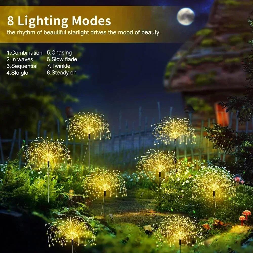 Solar 150 LEDS Pathway Lights Outdoor Waterproof Garden Decor Firework Fairy Solar Lawn Lamp for Patio Walkway Yard