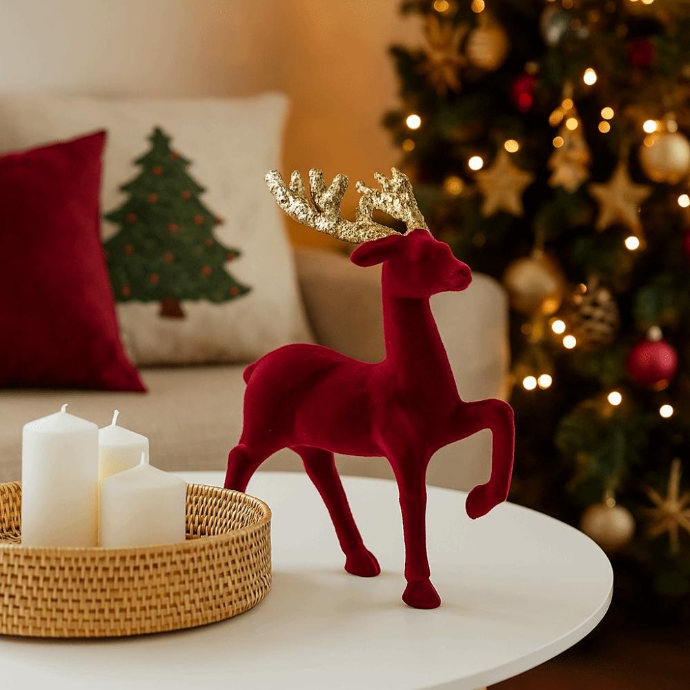 Wine Red Christmas Reindeer Ornaments Hanging  Pendant Elk Ornament Deer Ornaments  Xmas Party