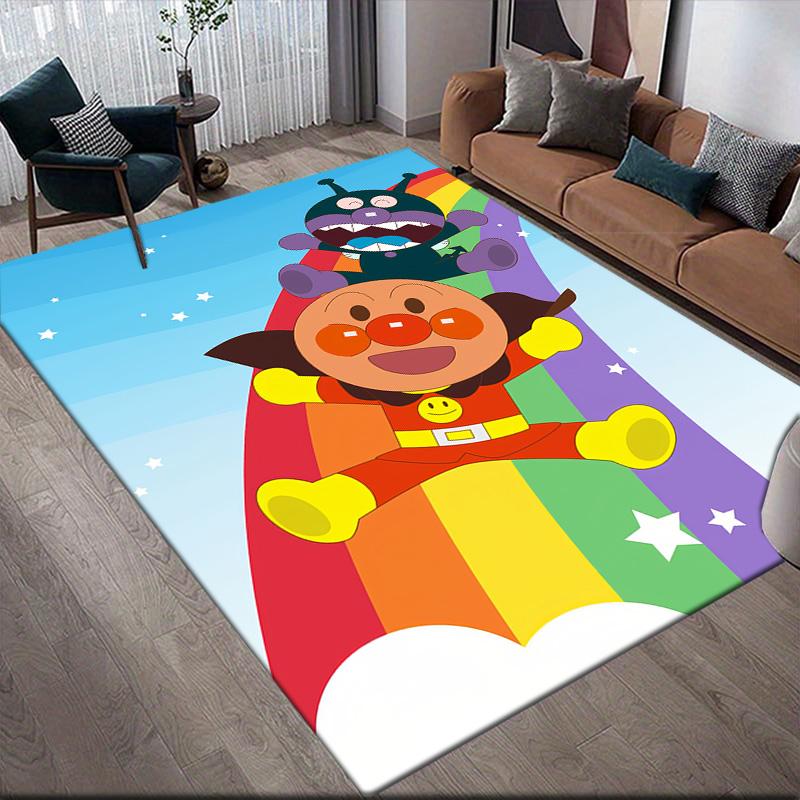 Anpanman Character Anti-Slip Rug, Rectangular Carpet for Home Living Room, Bedroom & Game Zone, Stylish Decor