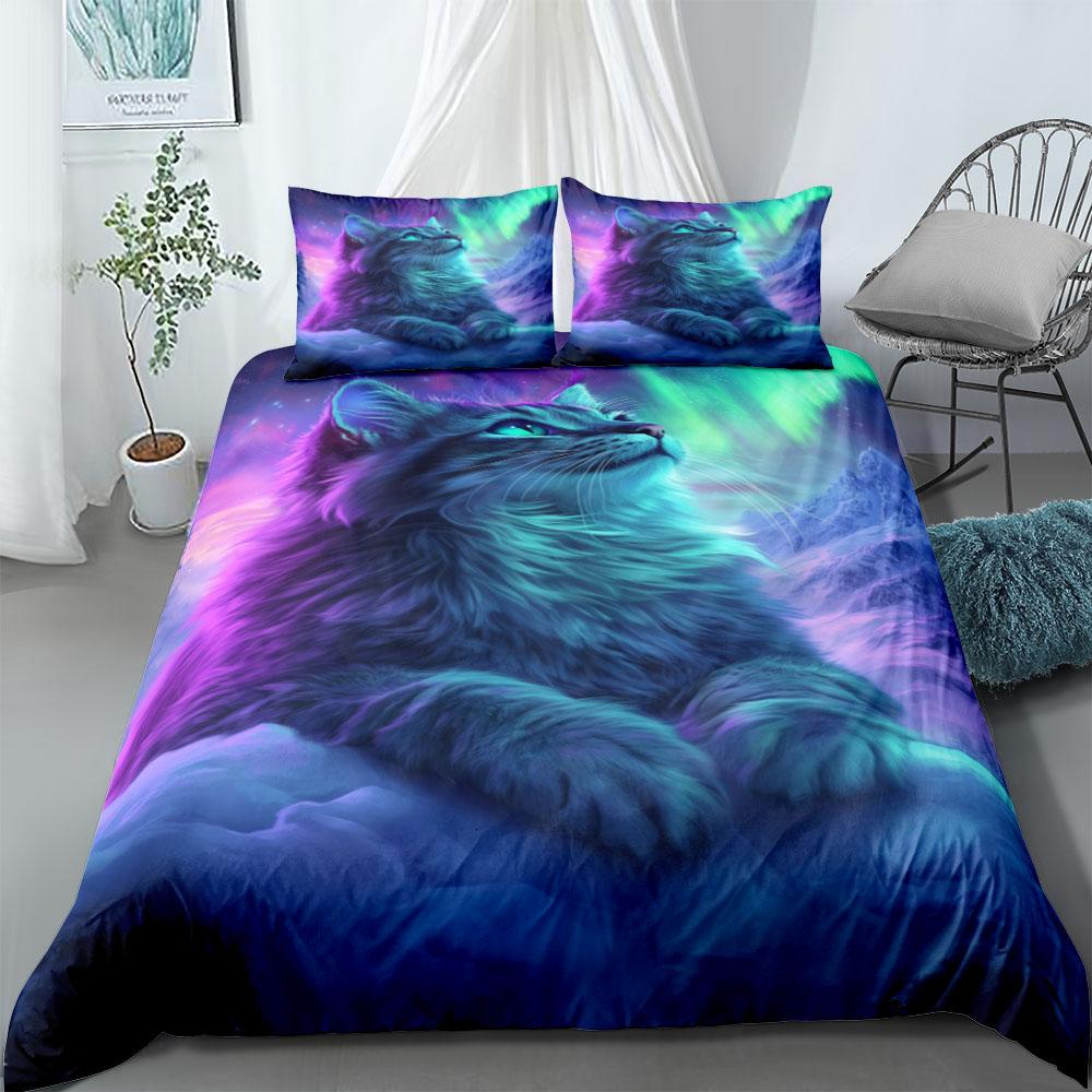 Pet Cat DIY Print Duvet Cover Set King Queen Double Full Twin Single Size Duvet Cover Pillow Case Bed Linen Set