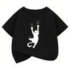 Cute Climbing Cat T Shirts Funny Short Sleeve Kids Childrens Tshirt Boys Girls Summer Spring Casual Top Tee Shirt