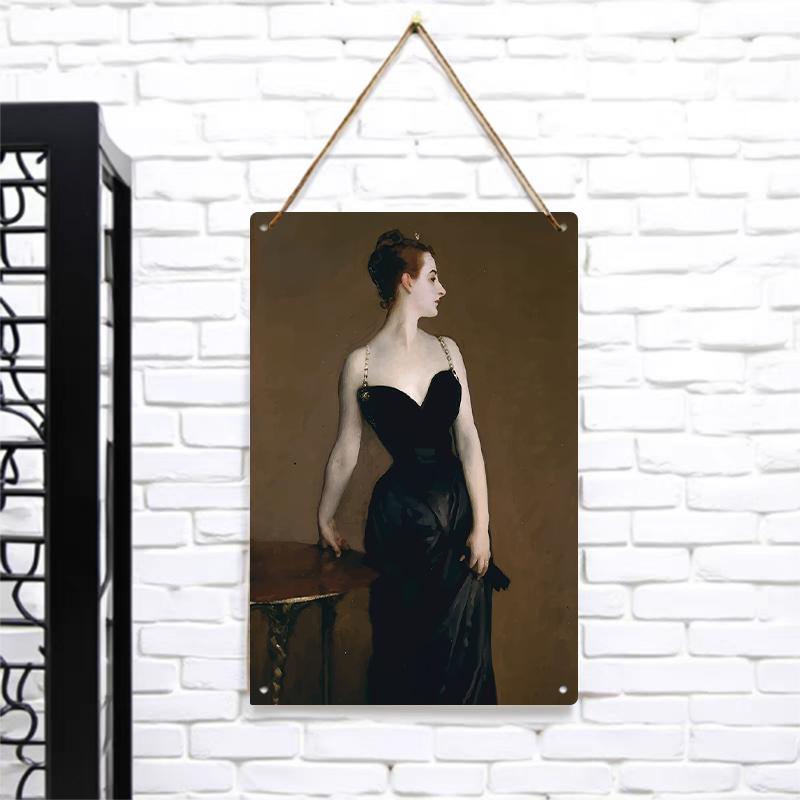 

Vintage European Court Noblewoman Portrait Metal Iron Painting Living RoomWall Art Decor Hanging Ornament 7.9x11.8In(20x30cm)