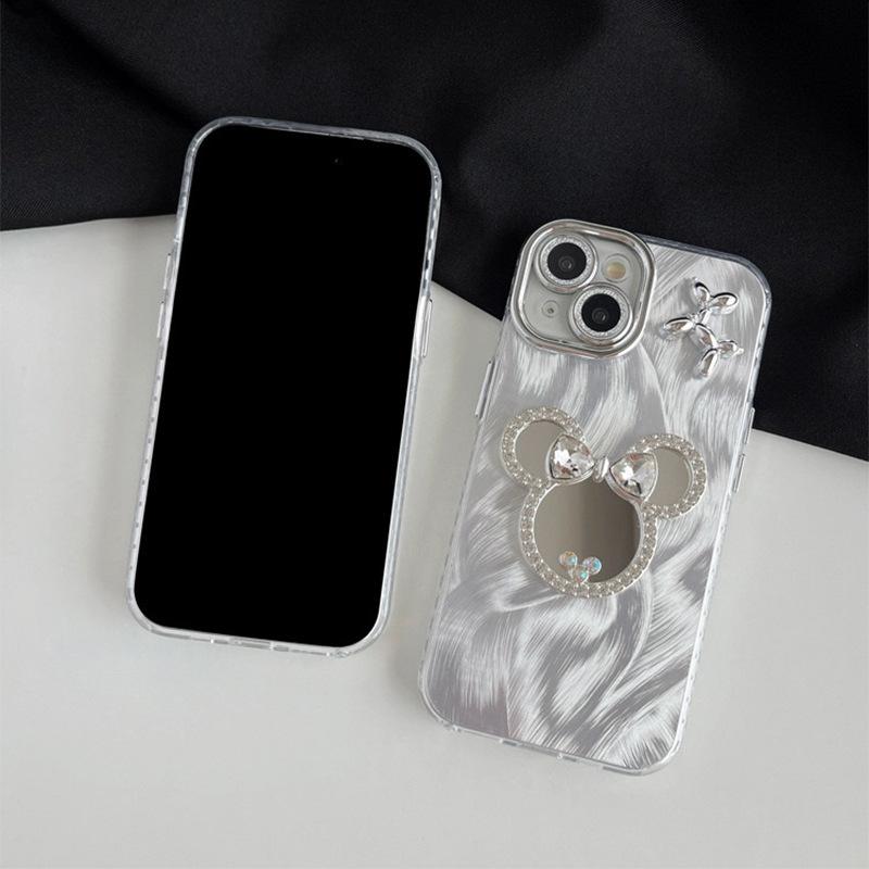 Bear Mickey Mouse Mirror Mobile Phone Case Is Suitable For Iphone17Promax Fine Hole Anti-Drop Apple 16 Advanced Sense 15