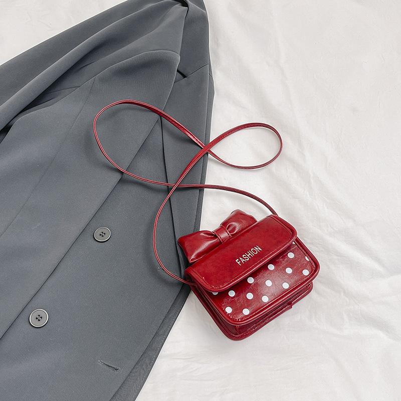 Today's popular bow exquisite mini square bag polka dot printing fashionable and beautiful shoulder messenger bag