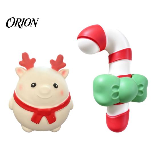 Durable TPR Sensory Toys Christmas Candy Cane & Elk Squishy Toy, Slow Rising Squeeze Fidget Elastic Stress Relief Desktop Ornament, Holiday