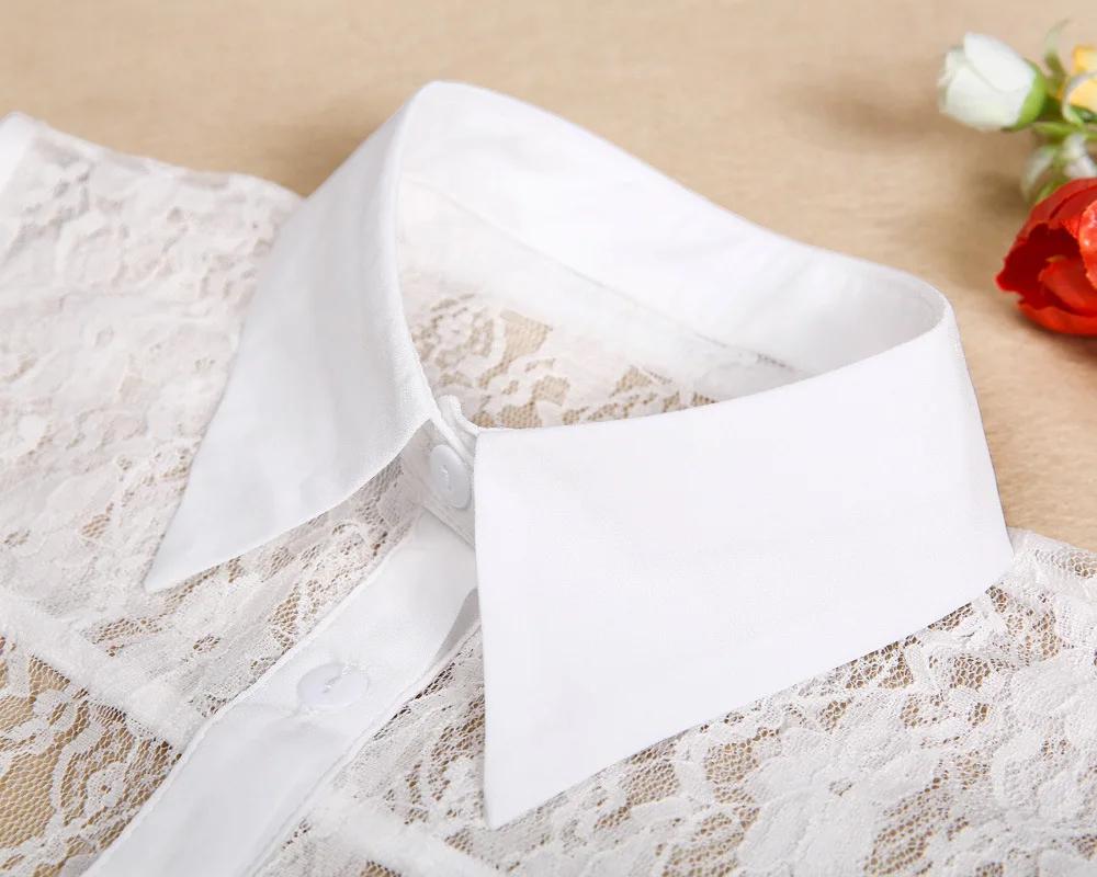 Lace Floral Fake Collars for Womens Shirt Detachable False Collar Blouse Lapel Elastic Collar Tie Girls Sweater Faux Col
