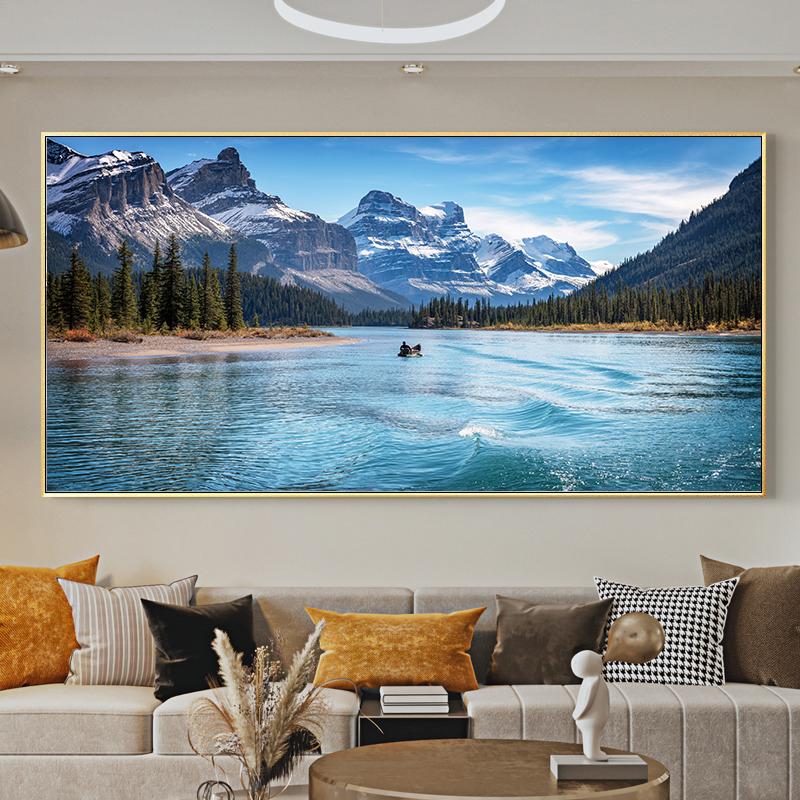 Canvas Painting Lake with Mountain Forest Landscape Giclee Posters Prints for Living Room Wall Decor