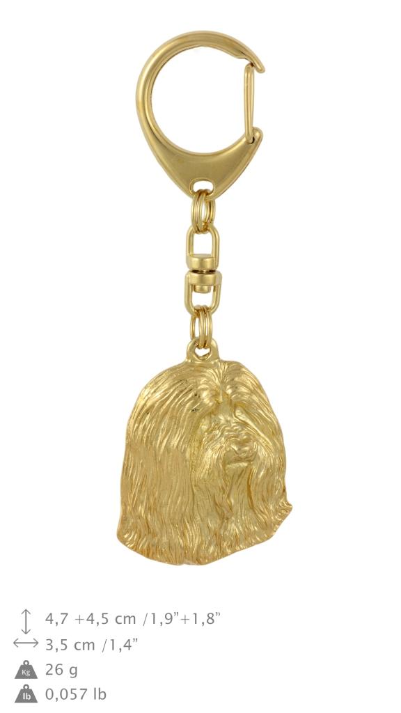 Bearded Collie, Highland Collie, Mountain Collie - Vergoldeter Schlüsselanhänger mit Hund, Handtaschenanhänger, Luxusaccessoire der Marke Art-Dog