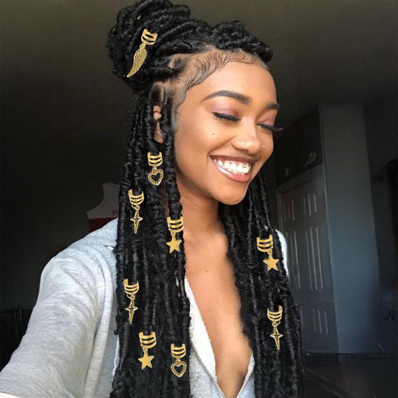 70/35pc Alloy Braid Hair Ring Dreadlock Loc Hair Jewelry Golden Braiding Cuffs Charms for Braids Hippie Hair Styling Accessories