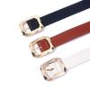 Korean Style Women's PU Leather Belt with Irregular Square Buckle - Solid Color Waistband for Casual & Commuting Outfits