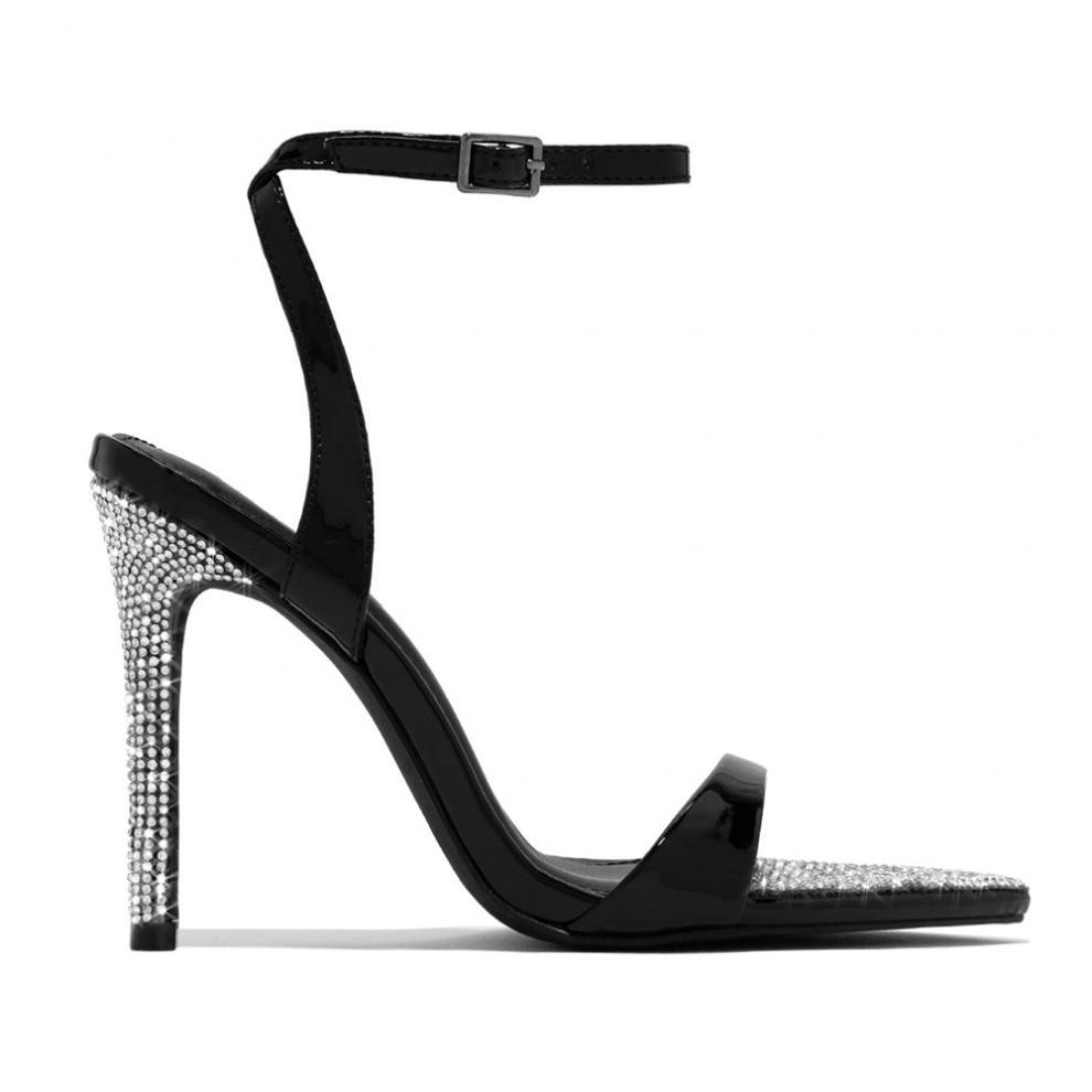 Summer Large Size Catwalk Buckle Leopard Print Pointed Head Thin Heel Women's Super High Heel Sandals