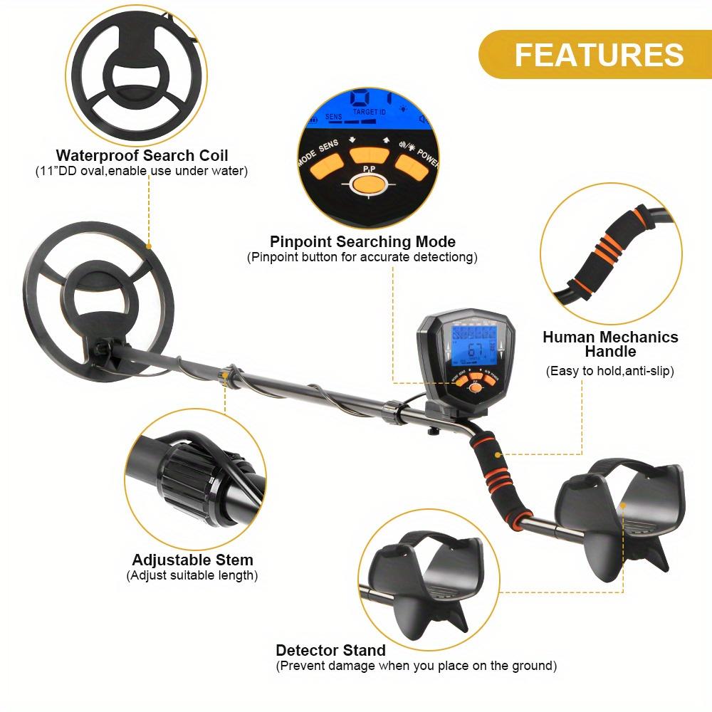 Higher Accuracy Gold Detector with Bigger LCD Display, 6 Professional Modes, Adjustable Metals Detectors, 10" Coil Metal Detecto