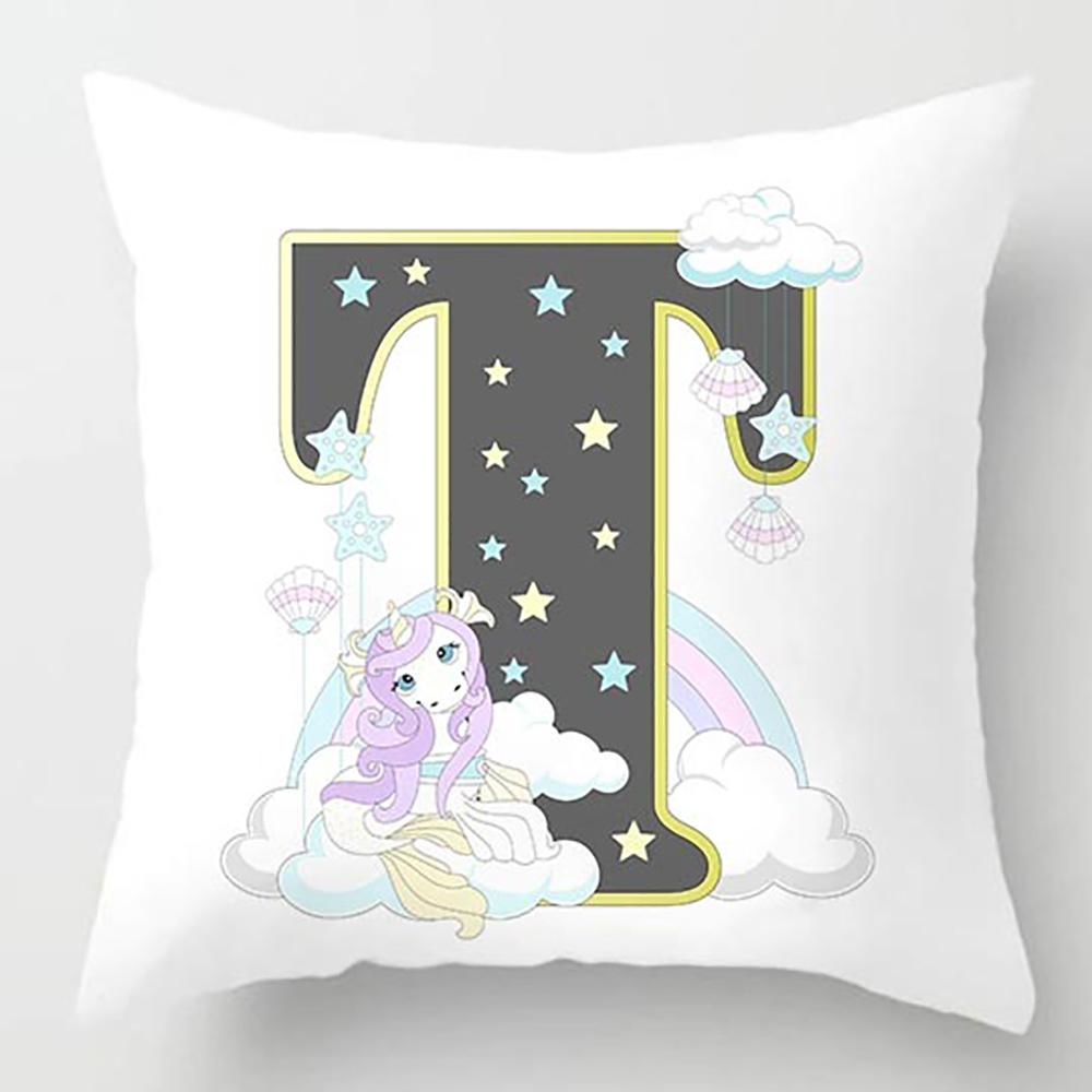 Cute Cartoon Alphabet Print Dolphin Star Pillowcase Sofa Cushion Bedside Backrest Pillow Case Baby Room Pillow Covers Decorative