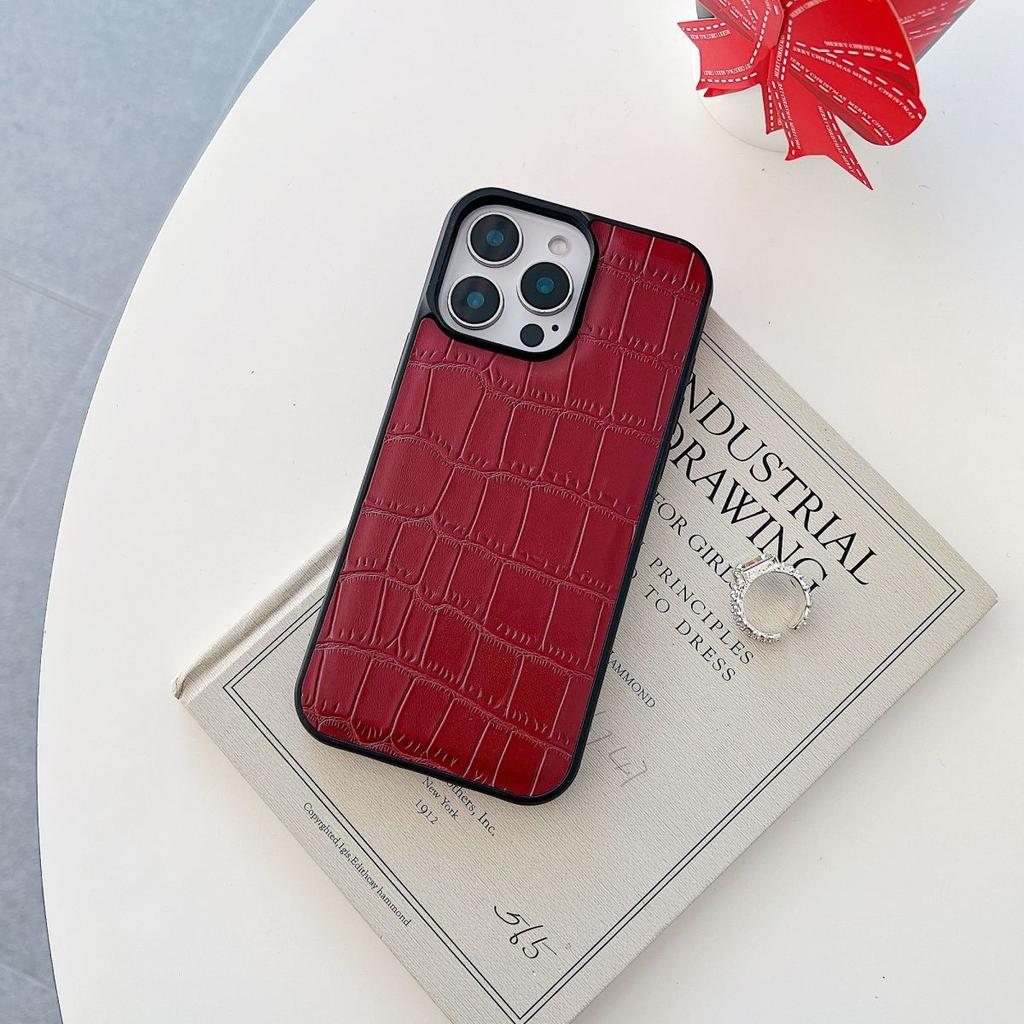Crocodile Pattern Phone Case for Apple iPhone 16Promax-PU Leather PC Border Creative Shockproof Full Cover on iPhone