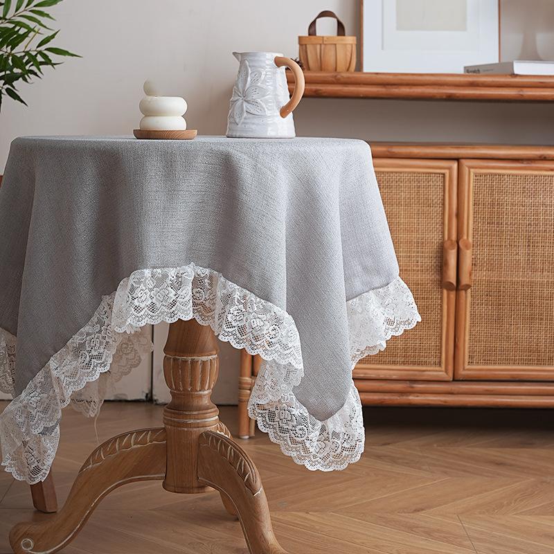 Nordic Simple Linen Tablecloth Household Rectangular Dining Table Cloth Ins Style Coffee Table Cover Table New Lace Cloth