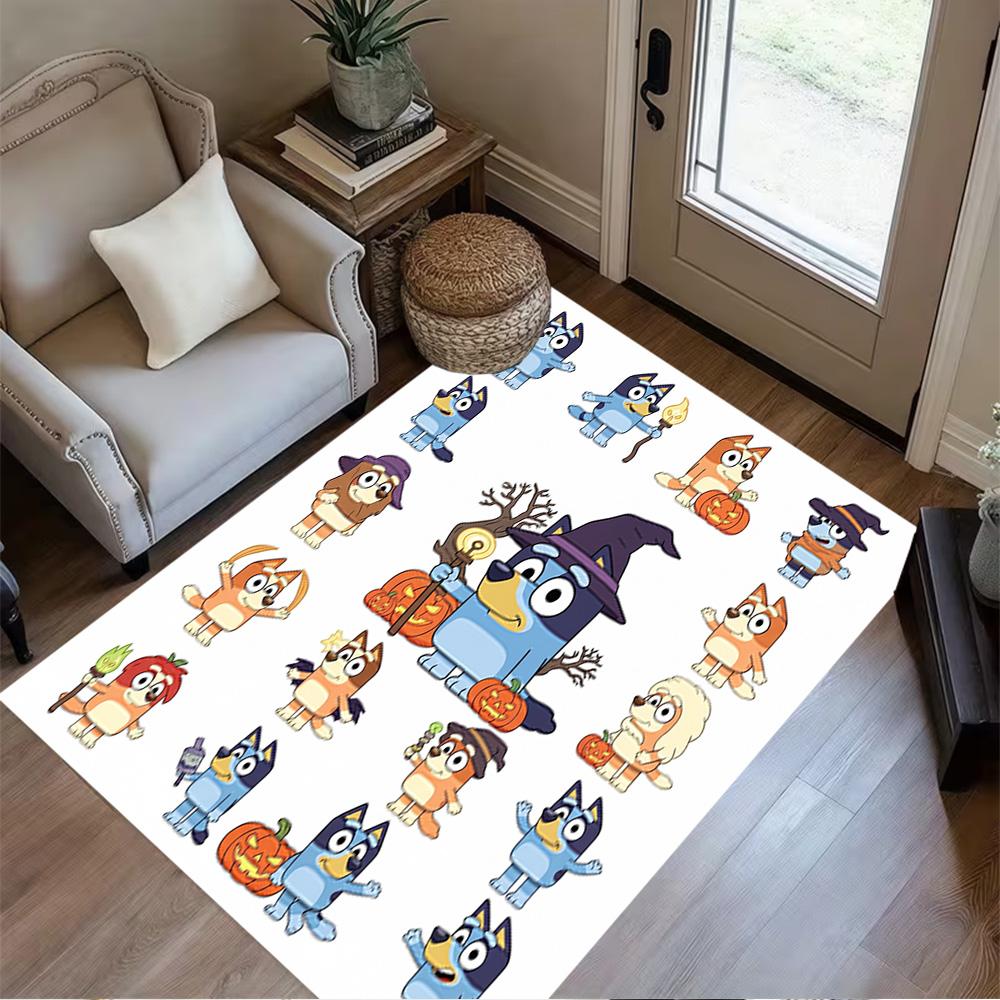 Halloween Bluey Characters Area Rug Suitable for Balcony Game Room Study room Playrooms Anti-slip Rug Anime Office Decor Perfect Gift for Women/Men