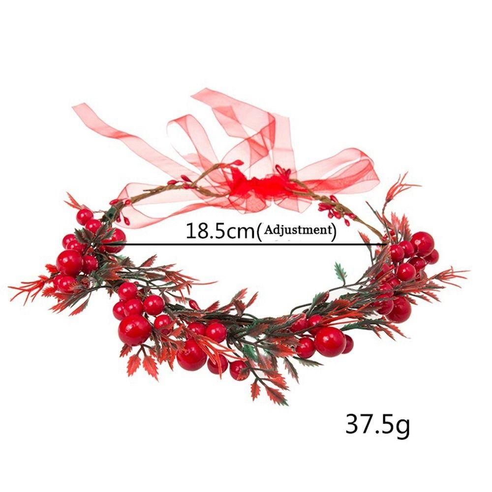 Party Hairband Cloth Crown Flower Headband Wreath Decoration Red Berry Garland Women Headwear